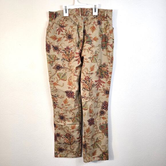 Lauren Ralph Lauren Pants Women's 6P Tan Red Floral Preppy Old Money Classic - Picture 2 of 9